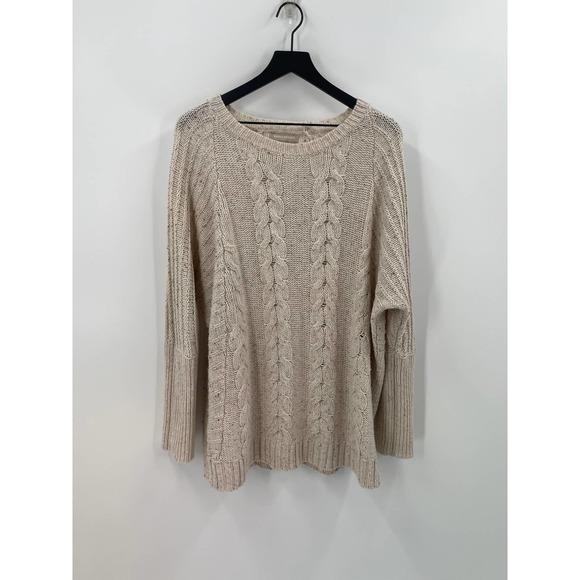 Banana Republic Oatmeal Knit Wool Blend Long Sleeve Sweater Size Extra Large - Picture 1 of 8